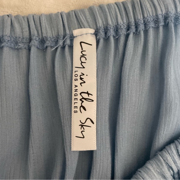 Lucy in the Sky Isela Puff Sleeve Dress in Shimmering Powder Blue - Picture 4 of 5